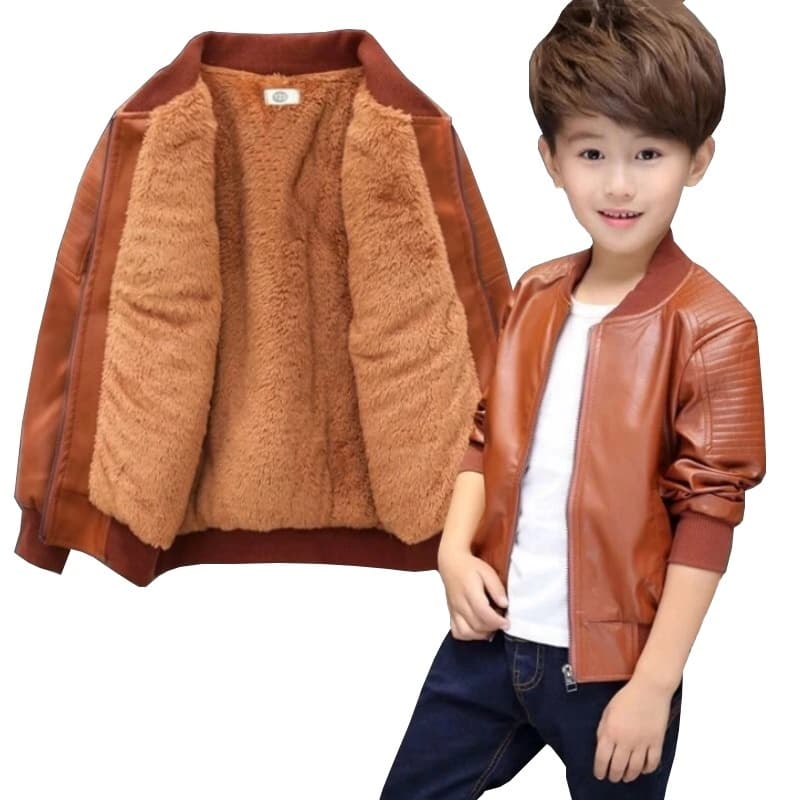 Crianças Meninos Jaquetas De Couro Do Plutônio Inverno Mais Veludo Grosso Outerwear Moda Roupas Casuais