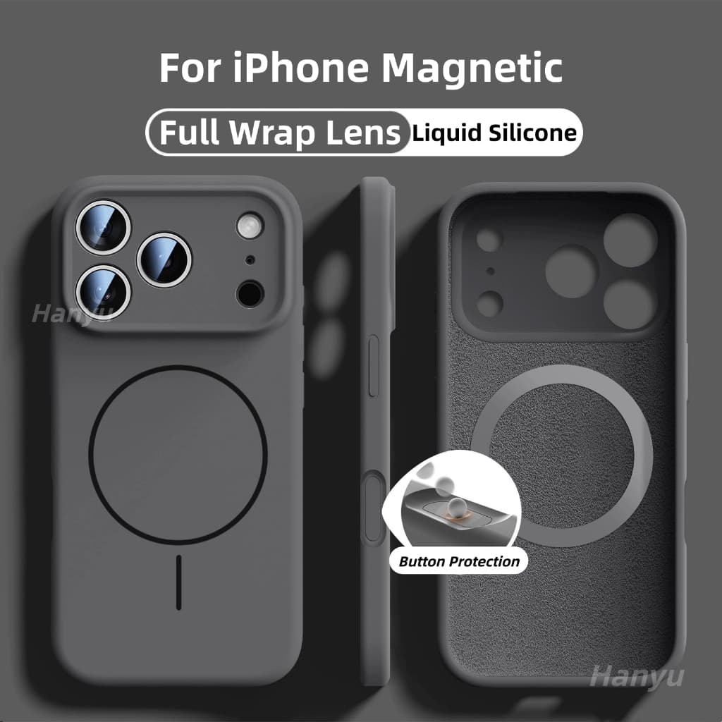 Proteção Da Câmera Capa De Telefone Magnética De Silicone Líquido Totalmente Embrulhada Para iPhone 17 16 15 14 13 Pro M