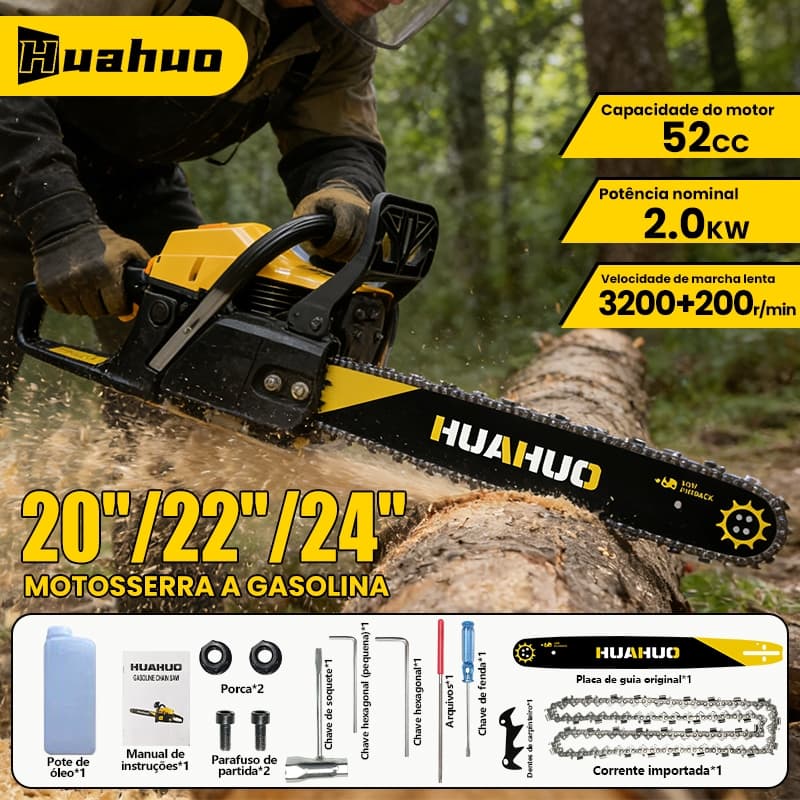 Motosserra a Gasolina 20'/22'/24' Polegadas Profissional Corte Rápido
