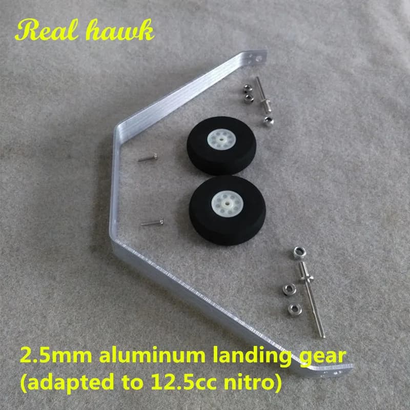 Trem de Pouso Alumínio RC -  Combo Completo (Roda Esponja + Eixo + Parafusos) para Aeronave Modelo 25-40 Tamanho
