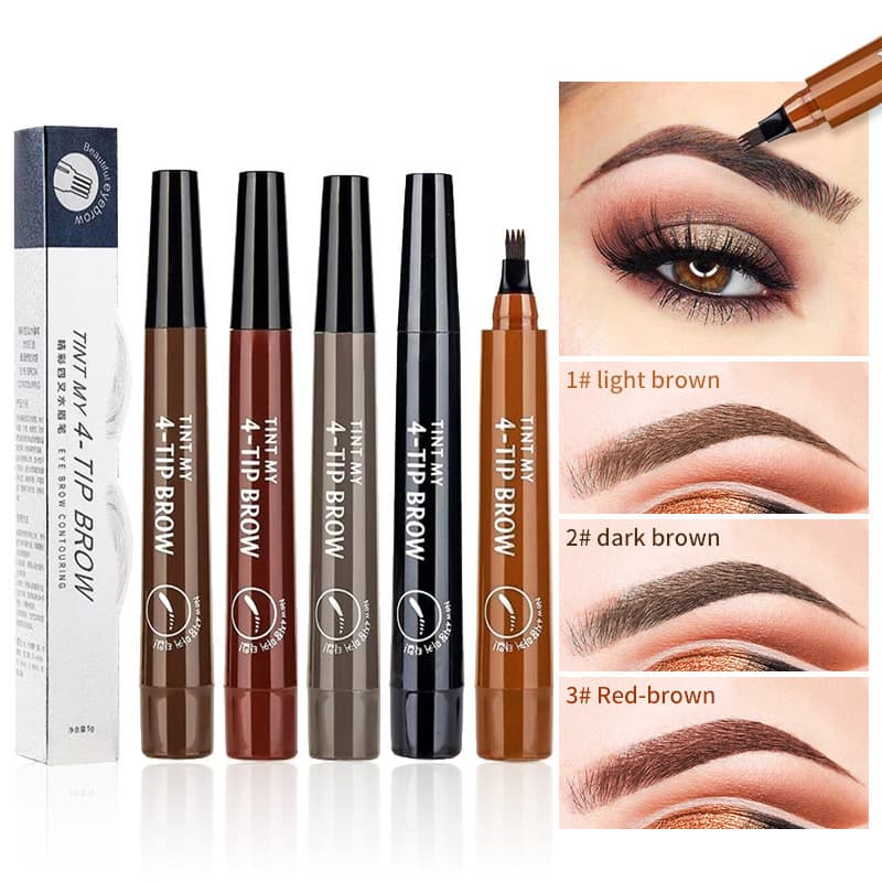 Caneta de Sobrancelha Microblading /Tatuagem em 4 Cores para Maquiagem / Lápis de Sobrancelha