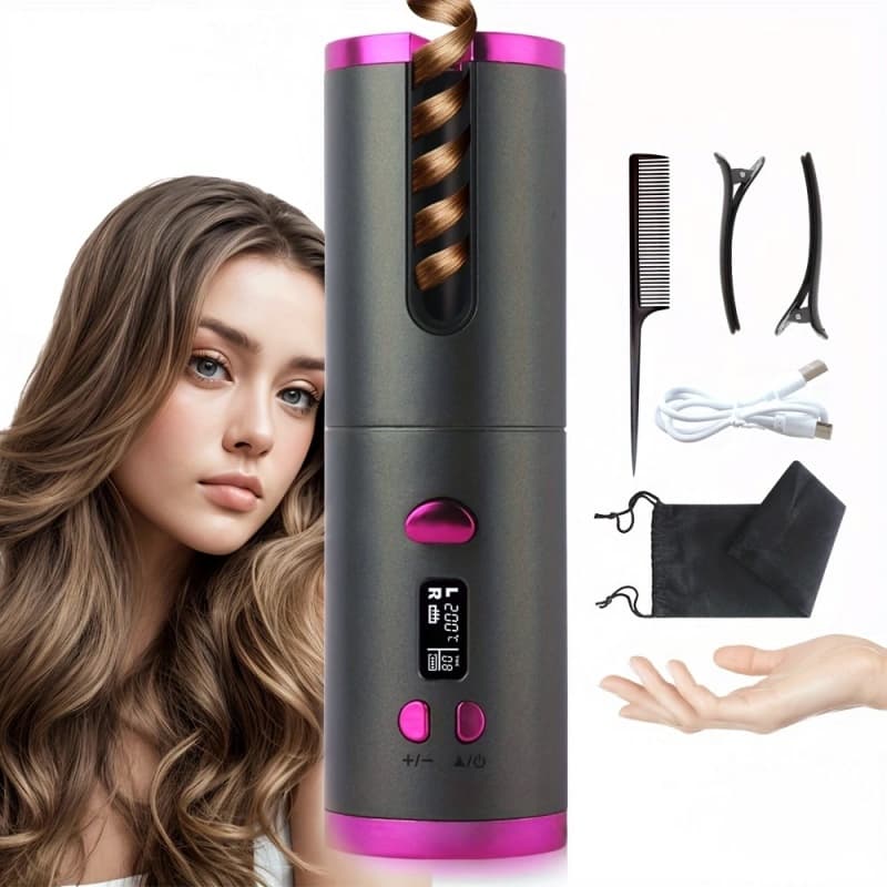 Modelador De Cabelo Automático Sem Fio Com Bateria Recarregável De Cerâmica Embutida SU