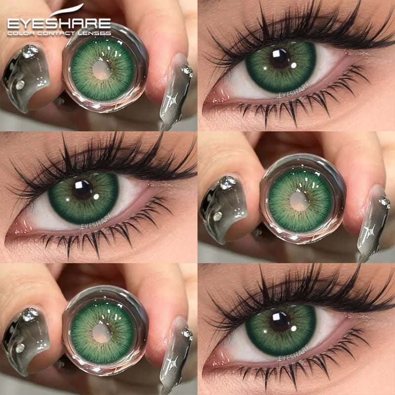 Lente De Contato Colorida , 2 Peças , ALPS , Cor Verde , Maquiagem , Olhos Marrons , 14.5mm Grandes , Estilos De Moda