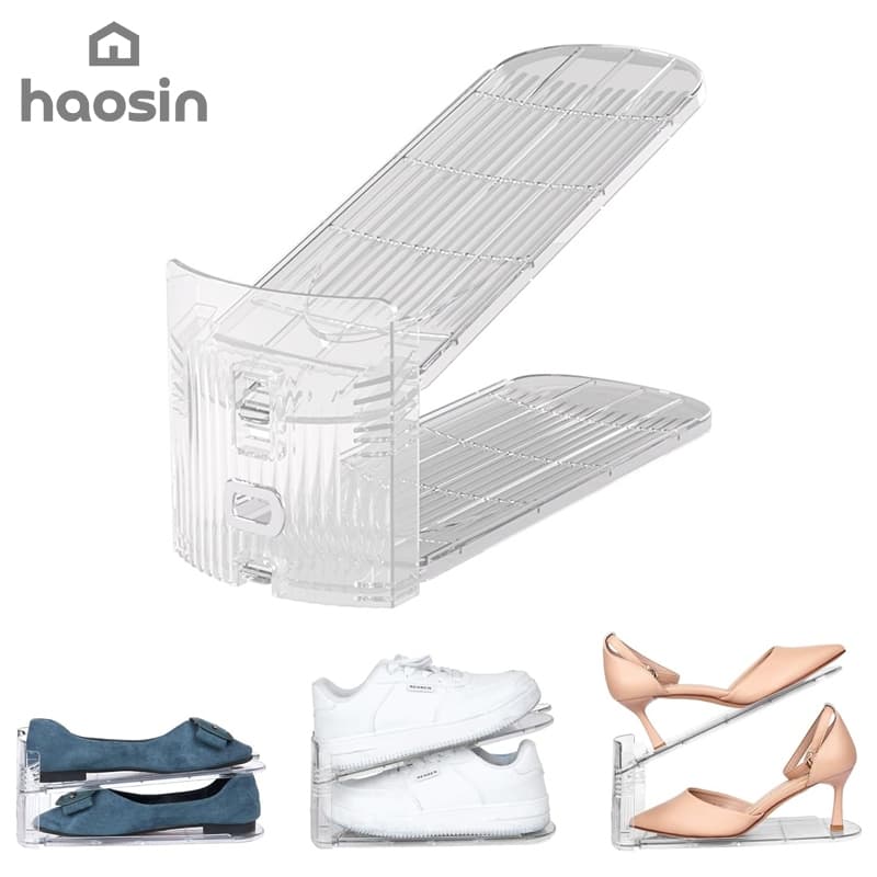 haosin Sapateiras Organizadora de Sapatos em Acrílico Transparente – 3 Alturas Ajustáveis