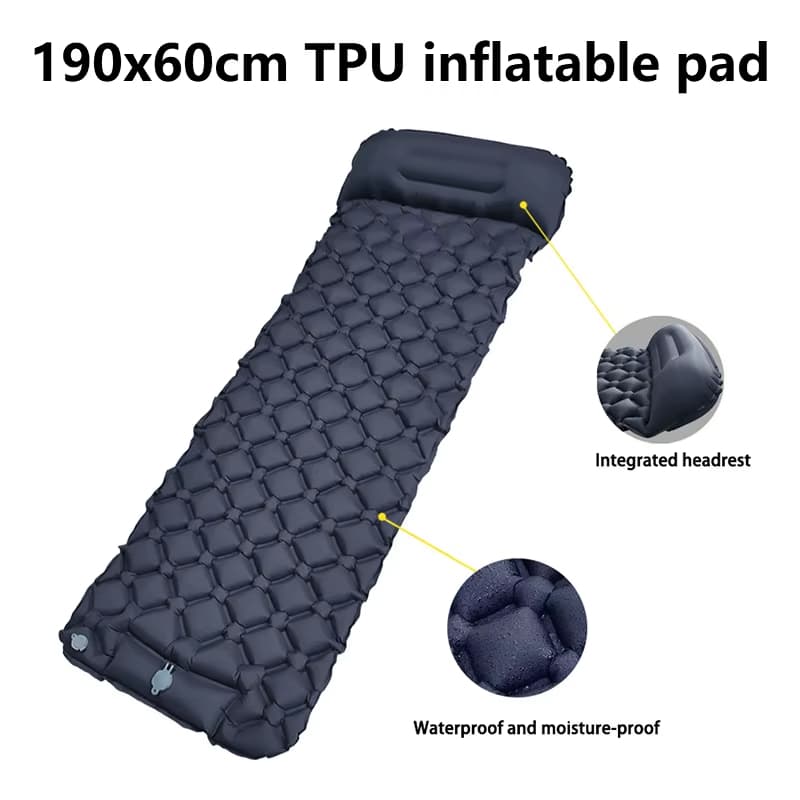 Colchão Automático Inflável Portátil Solteiro 190cm Com Travesseiro Acampamento Camping Viagem Impermeável