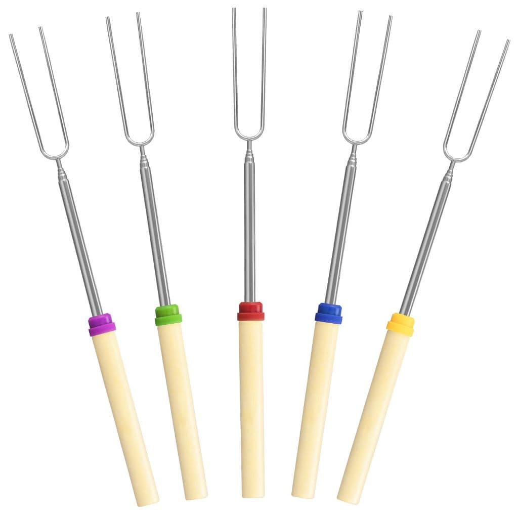 Conjunto De Palitos Para Assar Marshmallow , Espetos De Churrasco Longos Extensíveis De Metal Com Cabo De Madeira , Cães