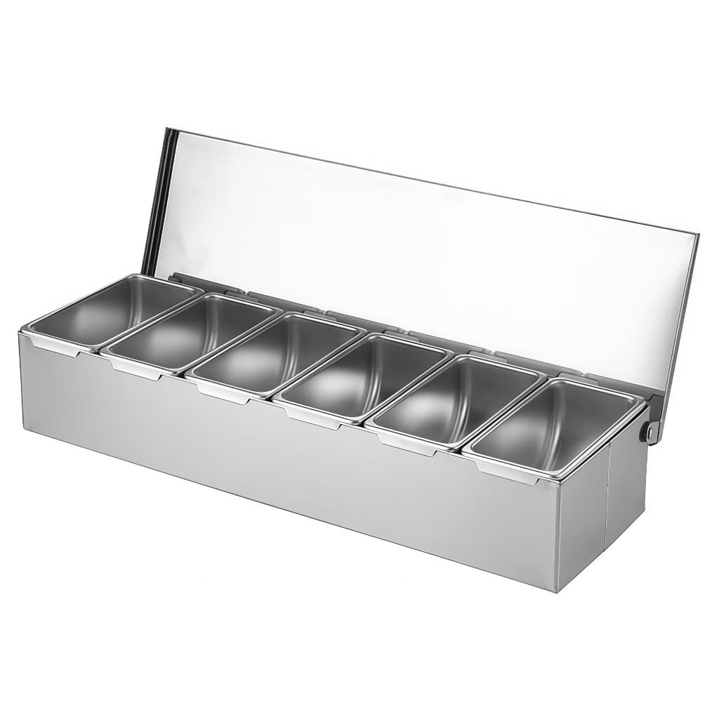 CONDIMENTADOR DE ALIMENTOS INOX 6 CUBA DE ALUMINIO