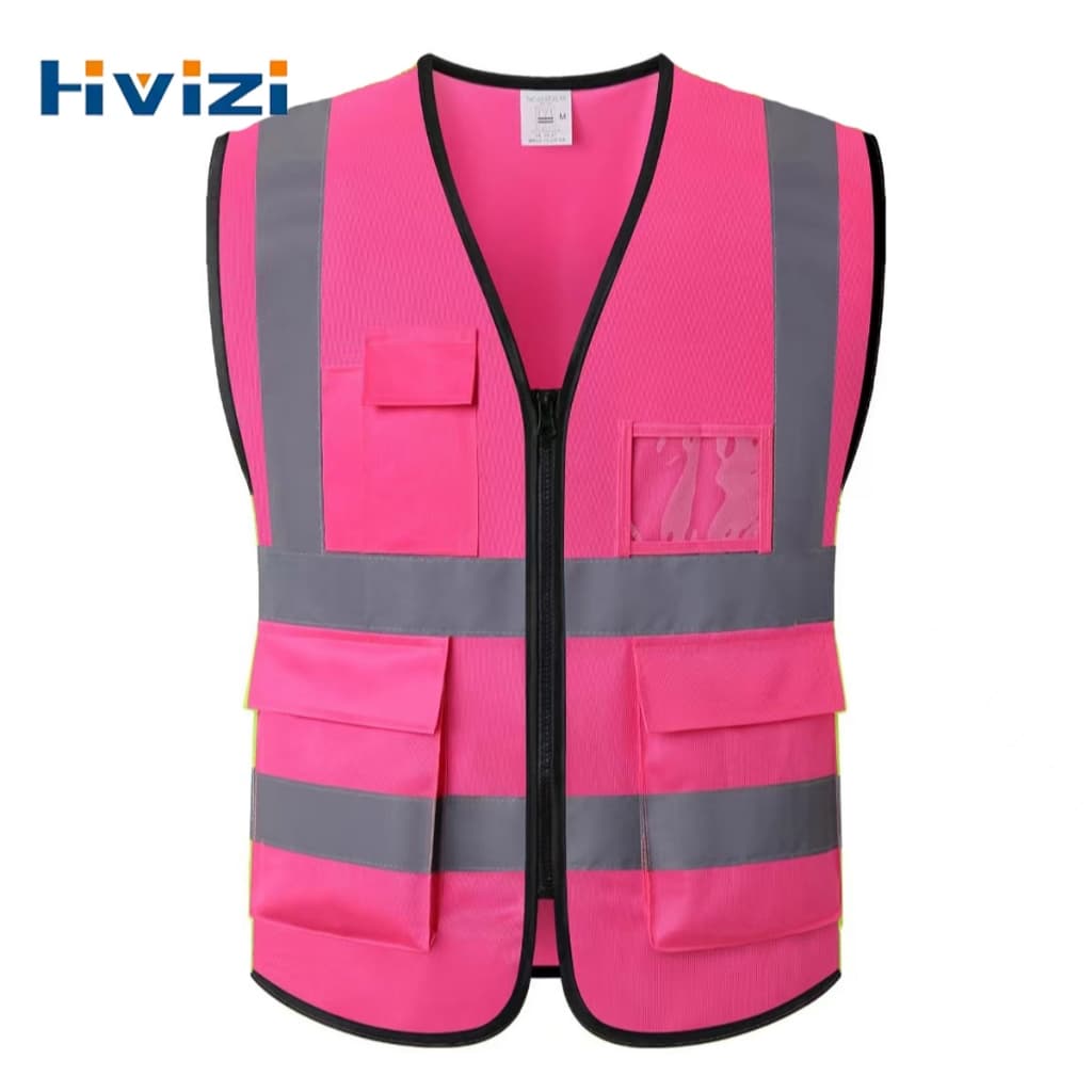 Colete Reflexivo De Segurança Rosa M-XXXXL Hi Vis Coletes Com Vários Bolsos Roupas De Alta Visibilidade Para Trabalho Ma