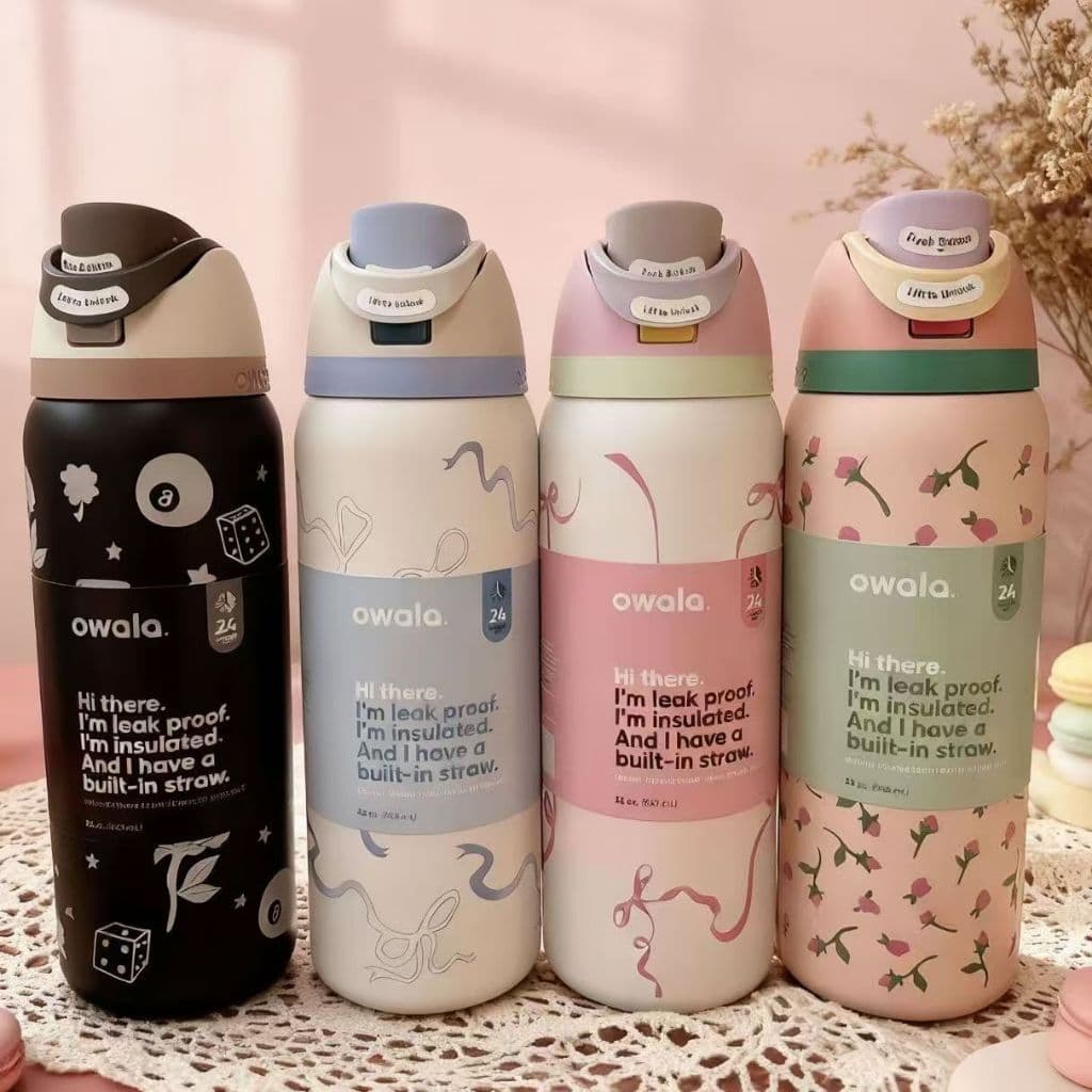 Garrafa de Água a Vácuo de Aço Inoxidável Copo de Parede Dupla Owala FreeSip 710ml 950ml, adequada para esportes ao ar l