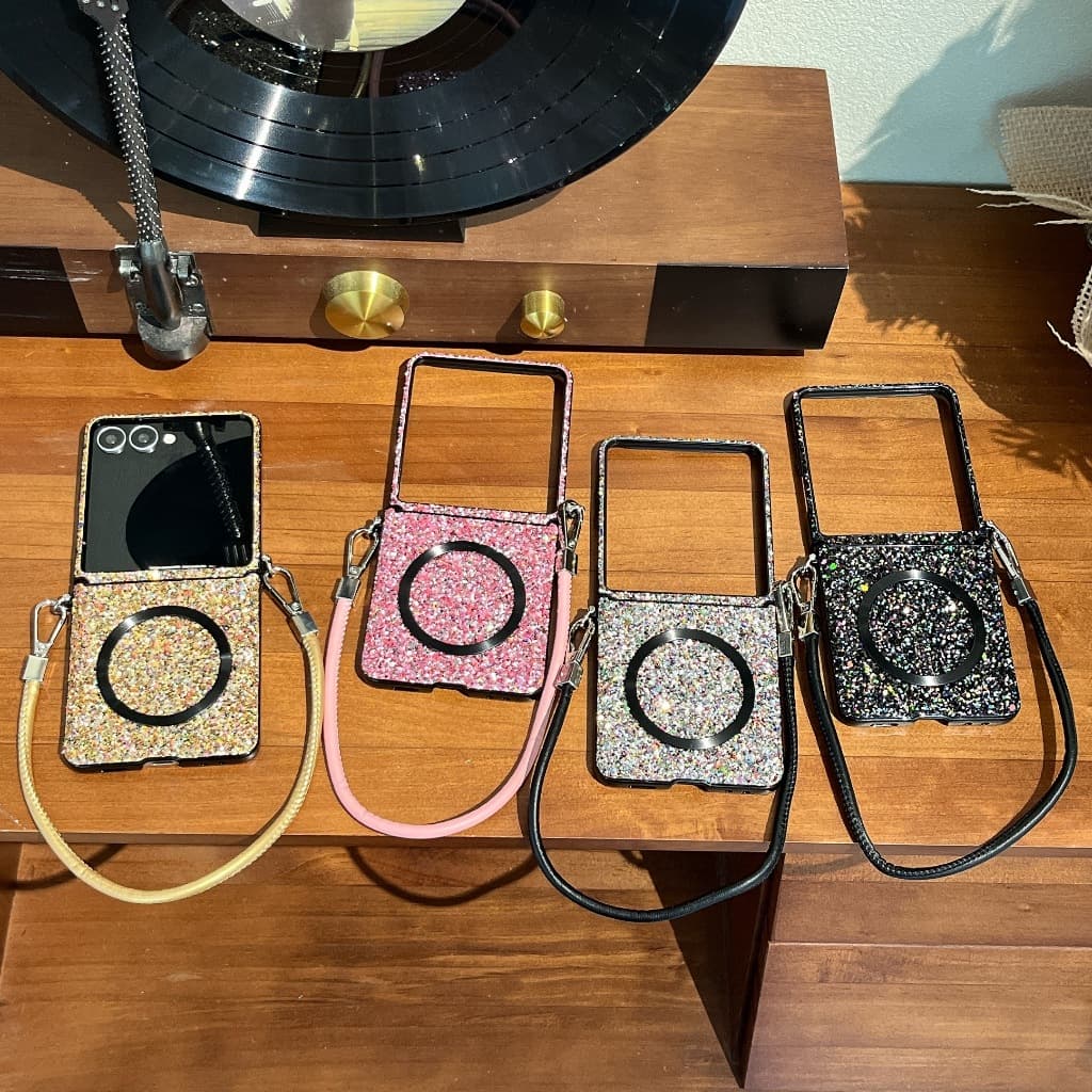 Com Cordão Suporte De Carregamento Por Indução Capa Dobrável De Couro Para Samsung Galaxy ZFlip 8 7 7FE 6 5 4