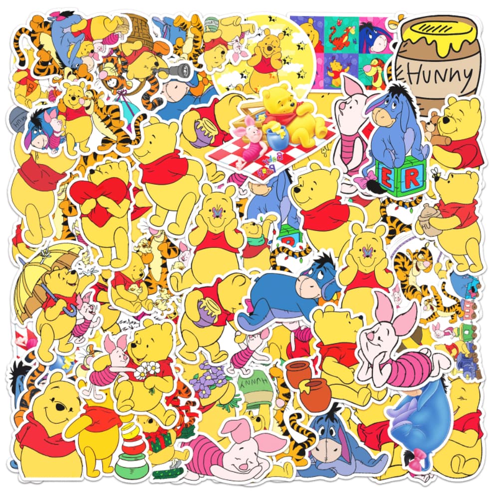 50 Peças Desenho Animado Winnie the Pooh Adesivo Decalque Para Casa À Prova D'água PC Labop Mala Capacete De Vinil