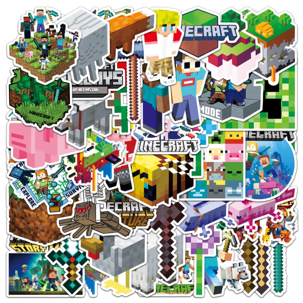 50 Unidades De Desenho Animado Minecraft À Prova D'água Adesivo Decalque Para Casa PC Labop Mala Capacete De Vinil