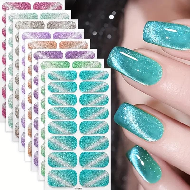 2 unidades Adesivos 3D para unhas, cor sólida, arte em unhas, olho de gato, Manicure, à prova d'água e não fáceis de de