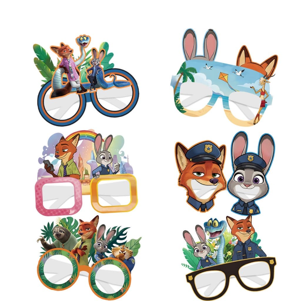6/12 Pçs Zootopia 2 Decorações De Festa Temática Dos Desenhos Animados Foto Copos De Papel Cosplay Acessórios Feliz Aniv