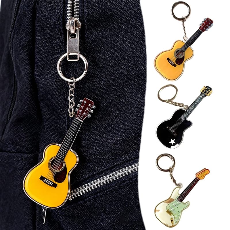 1PC Liga Estilo Guitarra Chaveiro Acrílico Para Sacos Mochilas Chave Acessório Pingente