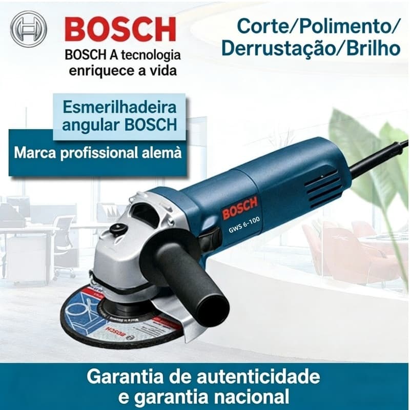 Bosch esmerilhadeira lixadeira 220v/127V GWS6-100 Esmerilhadeira Angular Profissional 1000W