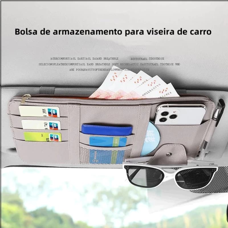 1 Clipe De Armazenamento Universal Para Viseira Solar De Carro , Suporte Multifuncional De Couro/Óculos
