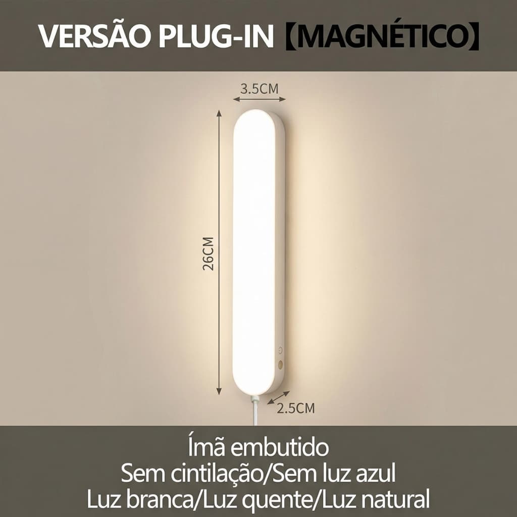 Lâmpada LED Magnética Recarregável Para Cuidados Com Os Olhos-Luz De Estudo De 3 Cores Mesa De Dormitório