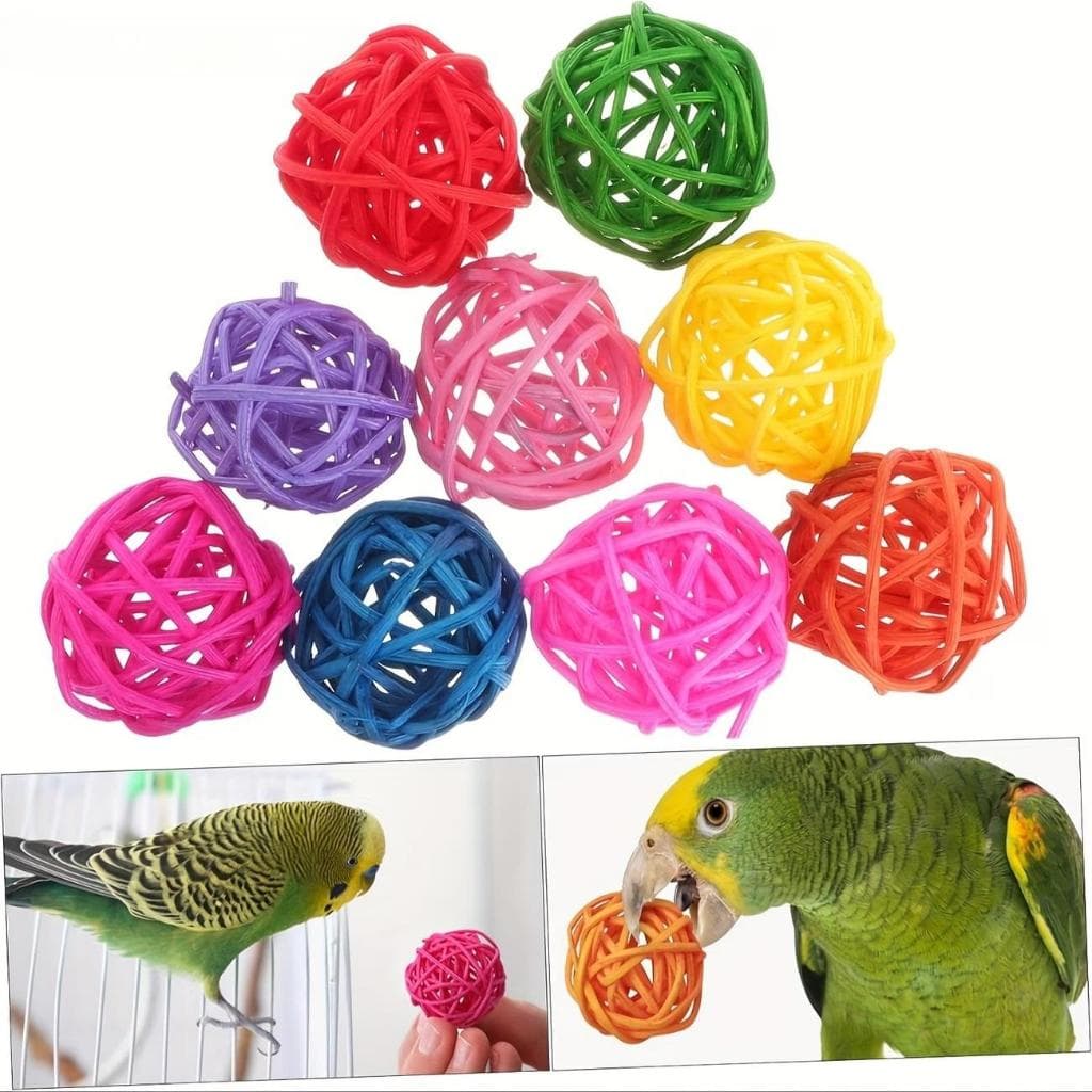 Bola de vime trançada para papagaios, ideal para decorar gaiolas de periquitos, hamsters e coelhos.