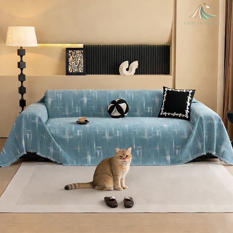 Capa De Sofá De Chenille CZHLIFE , Cobertor Decorativo Espesso E Antiderrapante Com Padrão Cruzado Para Sala De Estar ,
