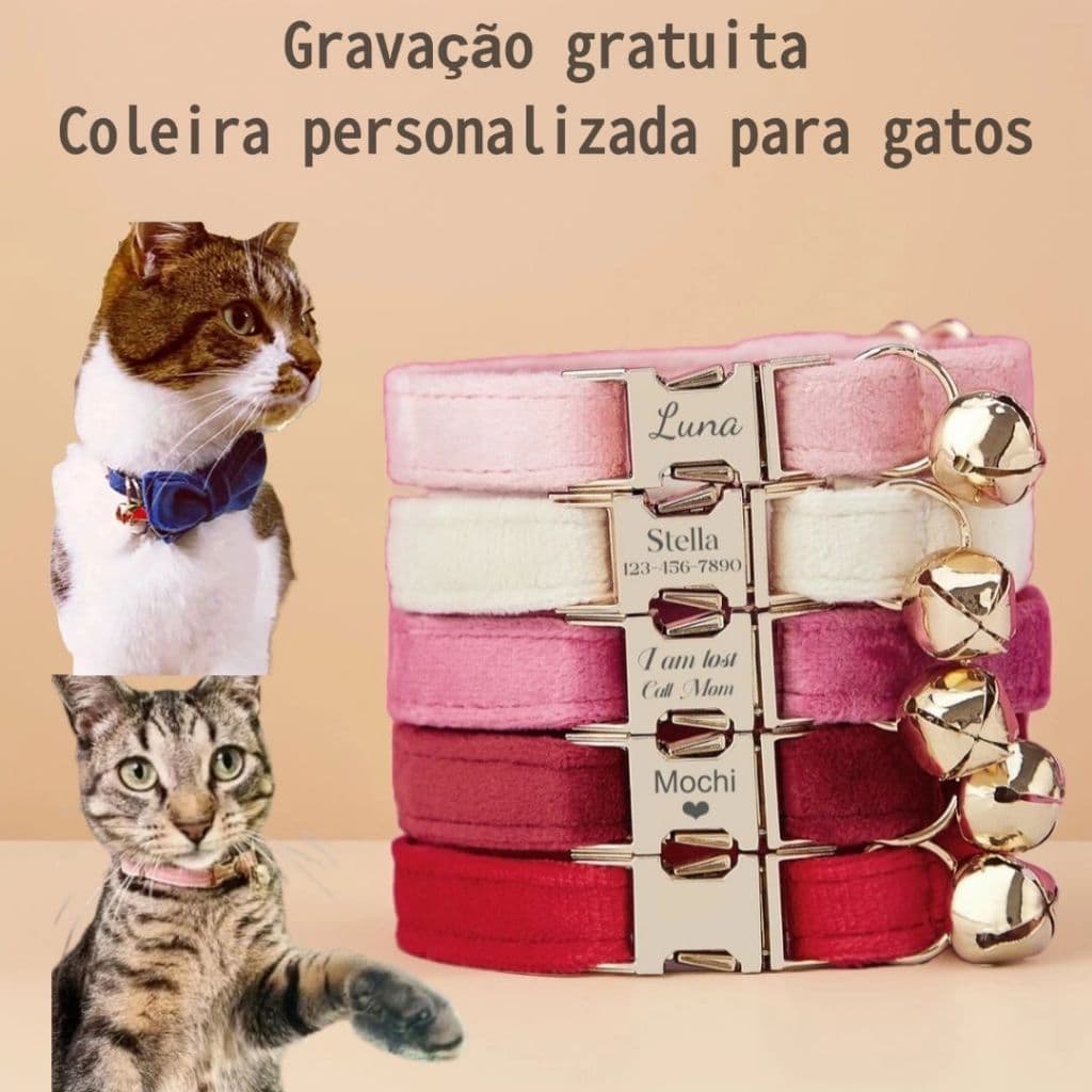 Conjunto De Gravata Borboleta Com Coleira De Gato Personalizada , De Veludo Nome Gravado , Etiqueta De Animal De Estimaç