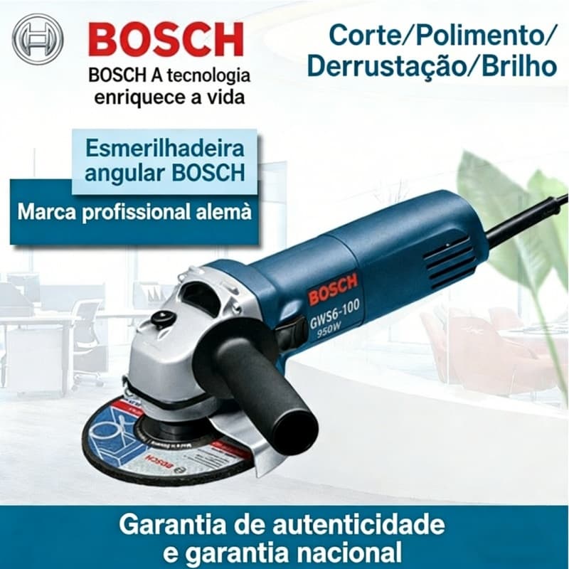 Esmerilhadeira Lixadeira Angular 4.1/2 980w GWS6-100 Bosch 110v Ou 220v