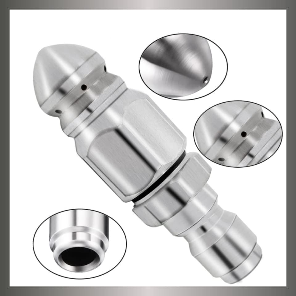 Bico de Jato para Esgoto (Aço Inoxidável) - Conector Rápido 1/4" para Lavadora de Pressão e Mangueira