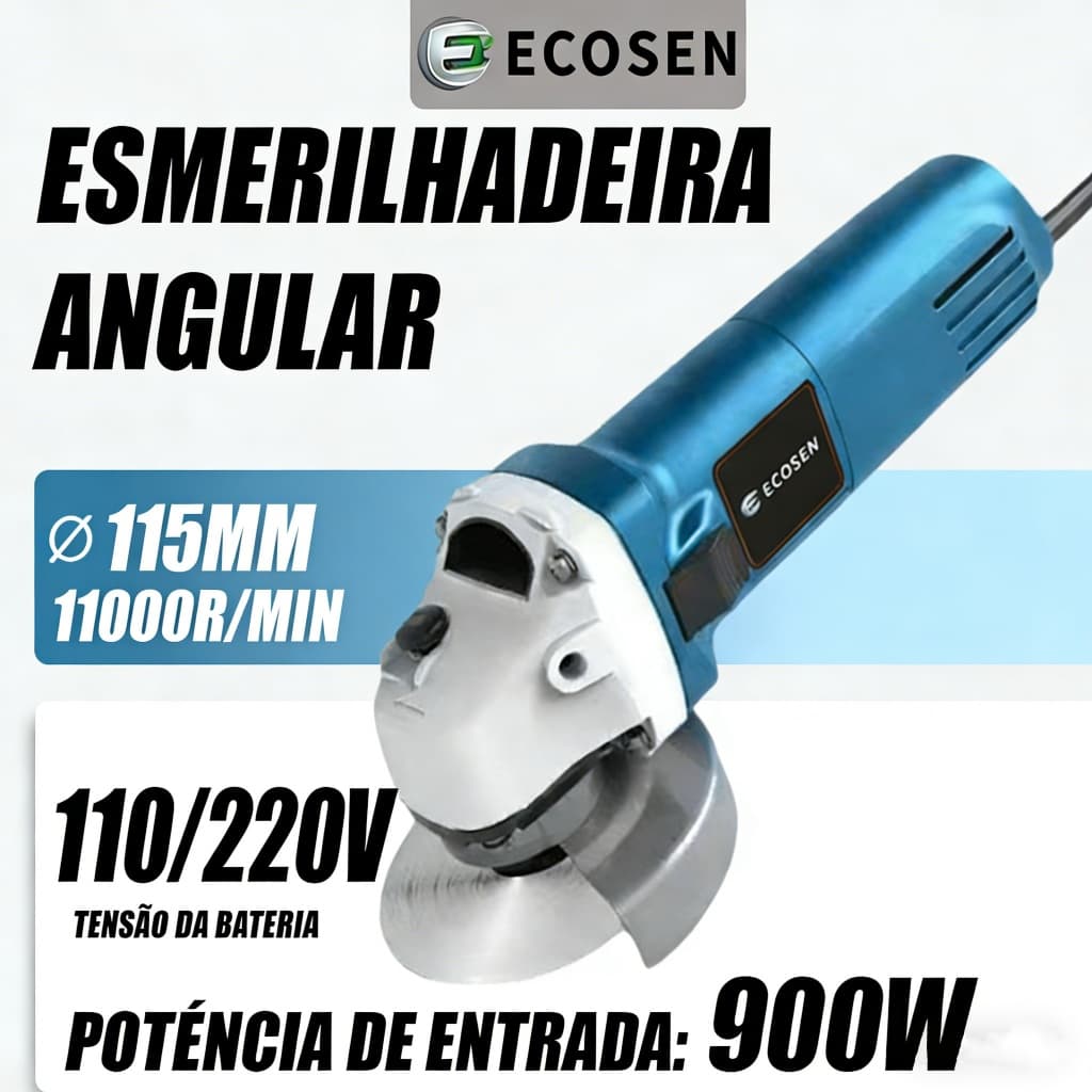Esmerilhadeira e Lixadeira Angular 900w 115mm 4.1/2 11000rpm Tssaper modelo