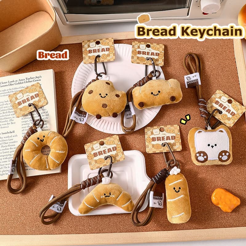 1PC Pão Chaveiro Bonito Sacos De Pelúcia Pingentes Criativos Pequenos Bonecas Acessórios