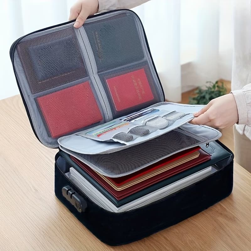 Bolsa Pasta Organizador De Documentos Vários Compartimento Trava Com Segredo Passaporte Cartão Identidade Diploma