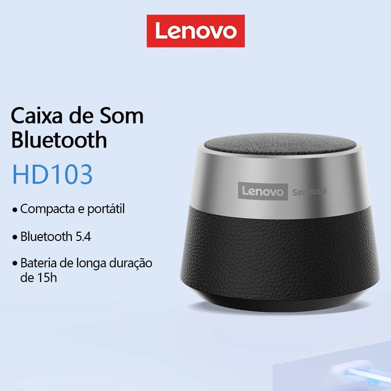 Lenovo HD103 Alto-Falante Bluetooth Hi-Fi Estéreo Portátil De Grande Capacidade Até 30 Horas De Duração Da Bateria 5.4