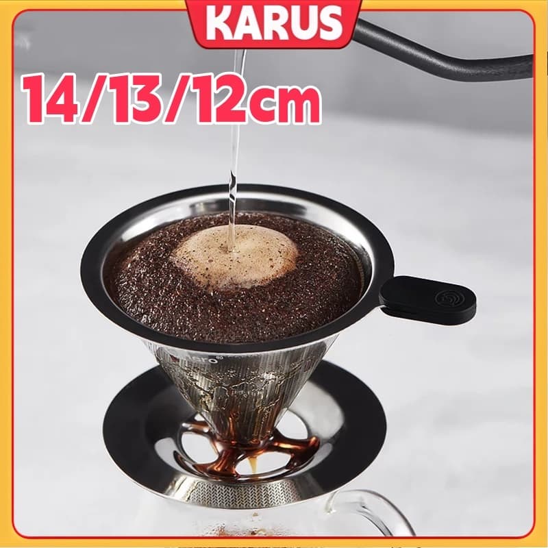 Mini Filtro De Café Em Aço Inoxidável-Coador De Reutilizável Com Alça Isolamento Térmico