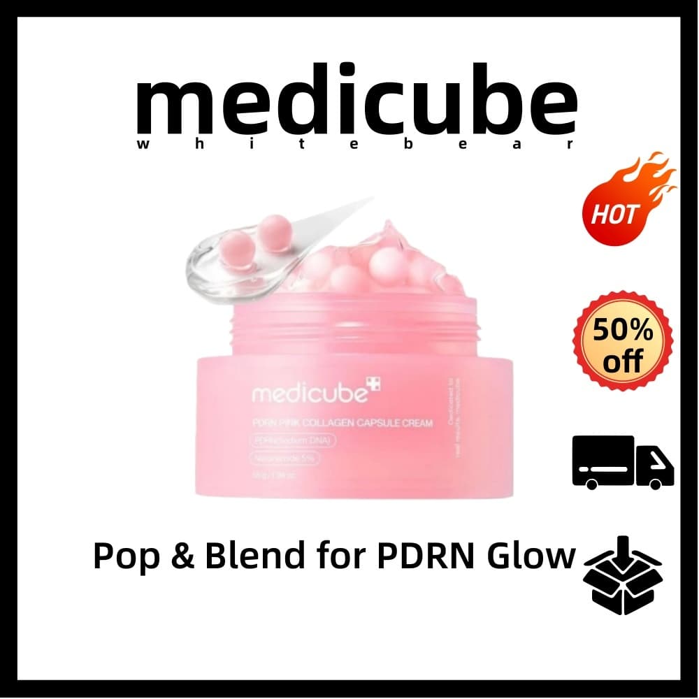 5.5 [medicube] Creme Cápsula De Colágeno Rosa PDRN 55g | Reparação De Barreira De Pele Iluminador Hidratação De Longa Du