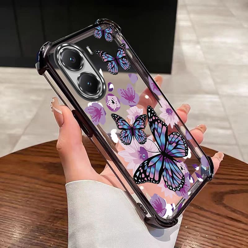 OPPO A6x 5G A6t A6 5G Caso Full Clear Phone Case Borboleta Flor Almofada De Ar Capa À Prova De Choque