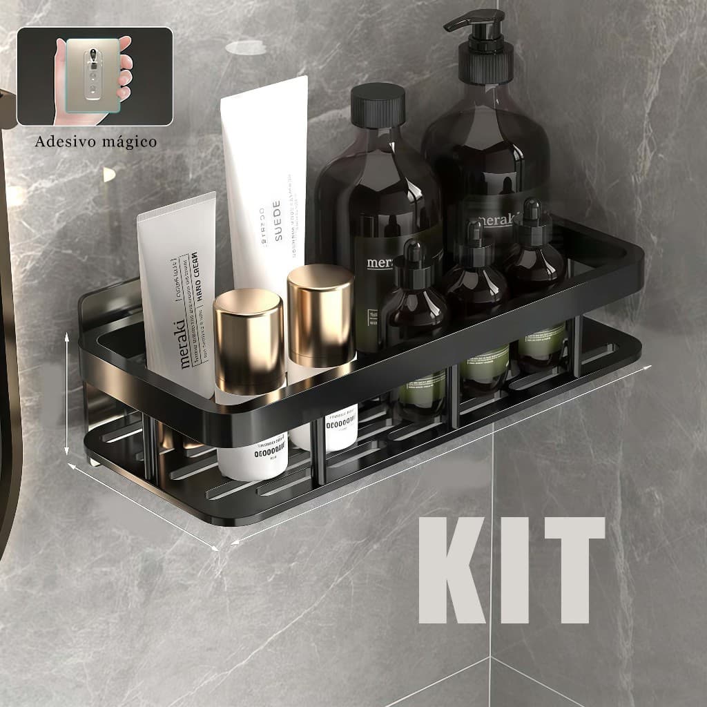 Suporte De Shampoo Organizador Alta qualidade Prateleiras De Banheiro Sem Furo Premium-Space Aluminium