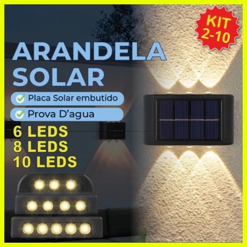 Kit 2 a 10 Arandela De Parede Externa Solar Led 10h À Prova De Água Para Jardim Quintal Varanda Luz Luminária De Parede