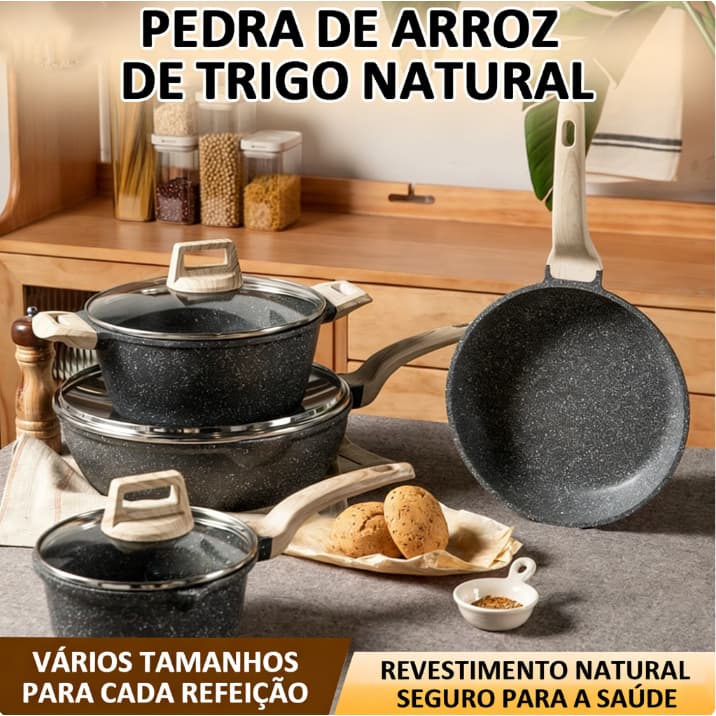 Conjunto de 4 Frigideiras Antiaderentes | Compatível com Todos os Fogões | Utensílios de Cozinha