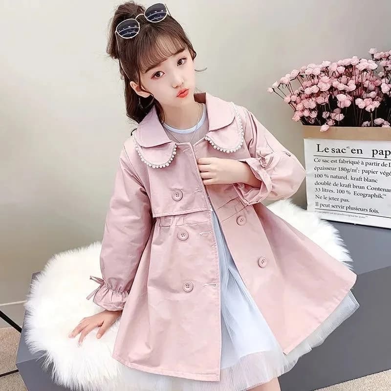Primavera Outono Nova Chegada Moda Estilo Coreano Meninas Trench Coat Crianças Outerwear Longo Windbreak Jaqueta Para 4-
