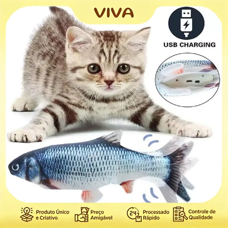 [Envio Imediário/Entrega Instantânea] Brinquedo Elétrico Recarregável Para Peixes Gatos E Animais De Estimação-Cabo USB