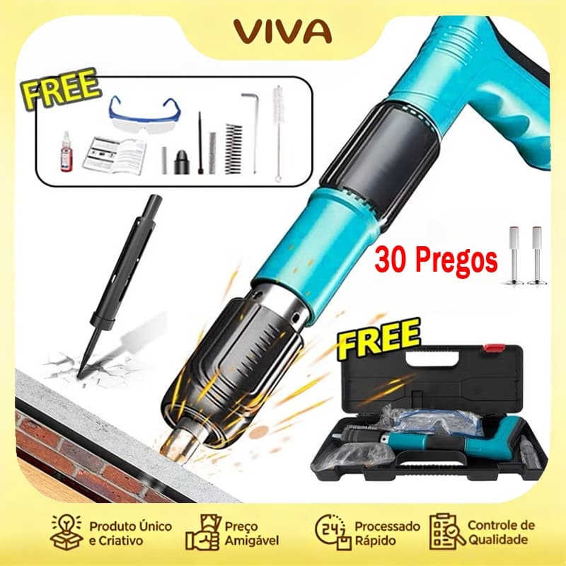Kit Pistola de Fixação Finca Pino Ação Direta 30 pinos grátis 27mm Rebites Gesso Drywall Madeira Janela