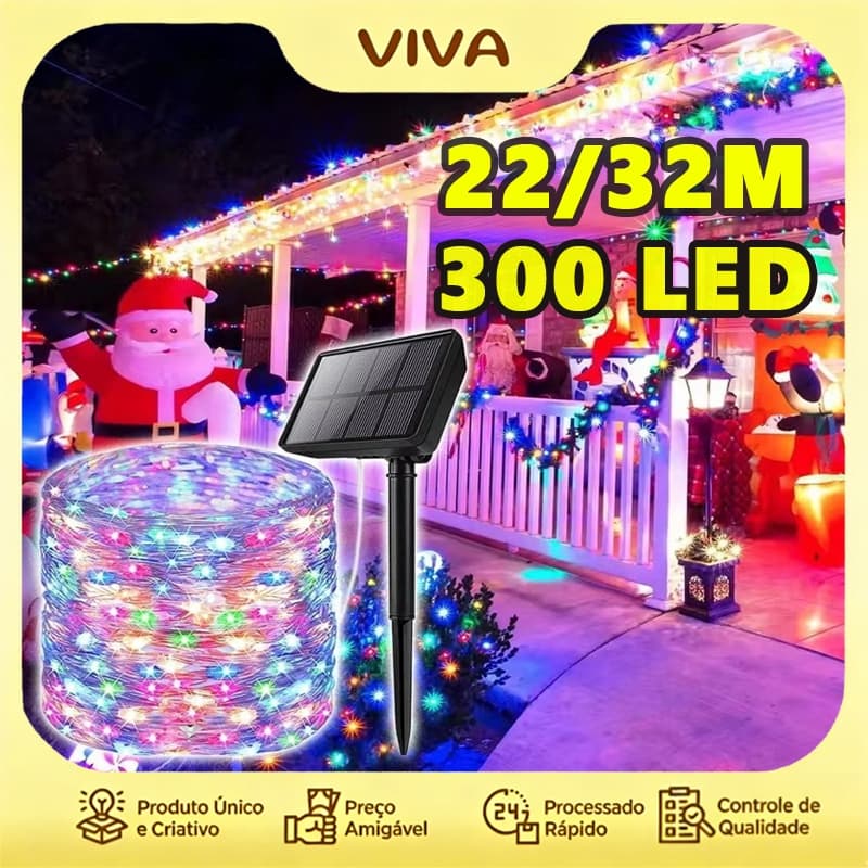 22M/32M Outdoor impermeável Solar LED String Lights, Fairy Lights, jardim guirlanda, feriado, festa de Natal