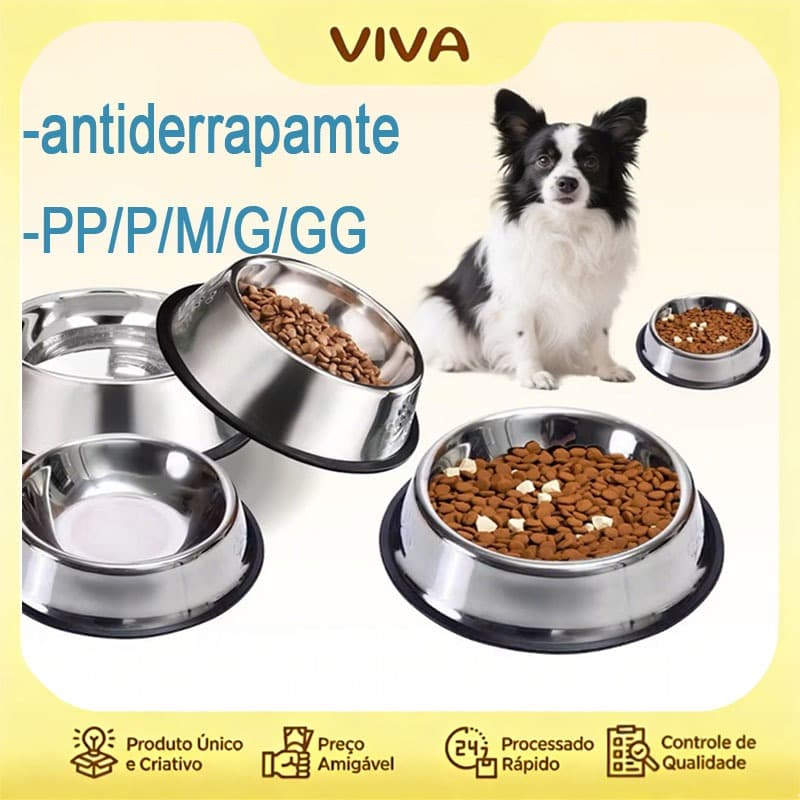 [ENVIO IMEDIATO]Comedouro Pote Comida Ração Água Pet Cães Gatos Inox Antiderrapante