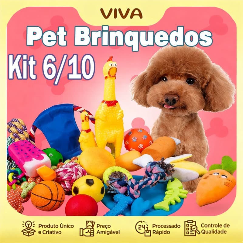 Conjunto De Brinquedos Para Mastigar De Borracha De 6/10 Peças : Estilos Variados Cães Pequenos E Médios