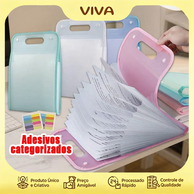 Pasta Sanfonada Para Documento Com 13 Divisórias E Pasta Prancheta Tamanho A4 Escritório Papelaria Material Escolar
