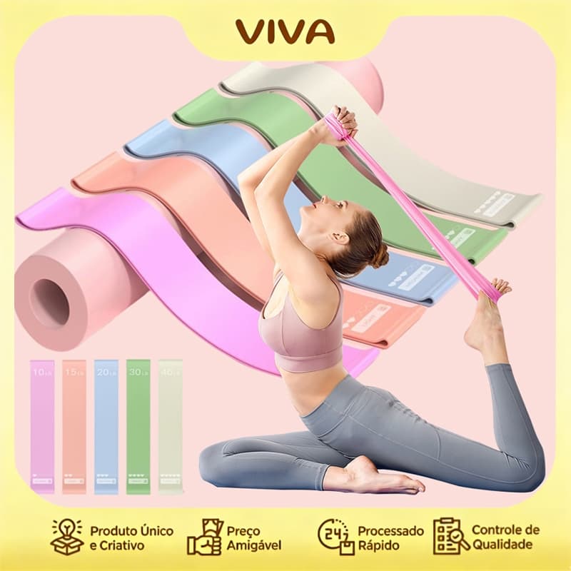 Kit 5 Faixas Elásticas Exercícios Multifuncional Yoga Fisioterapia Pilates e Treino Academia Resistência Variada casa