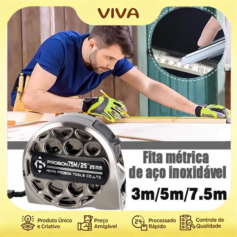 3/5/7,5M Fita Métrica de Aço Inoxidável Alta Precisão Não Ferruga lavável para Medidas Profissionais
