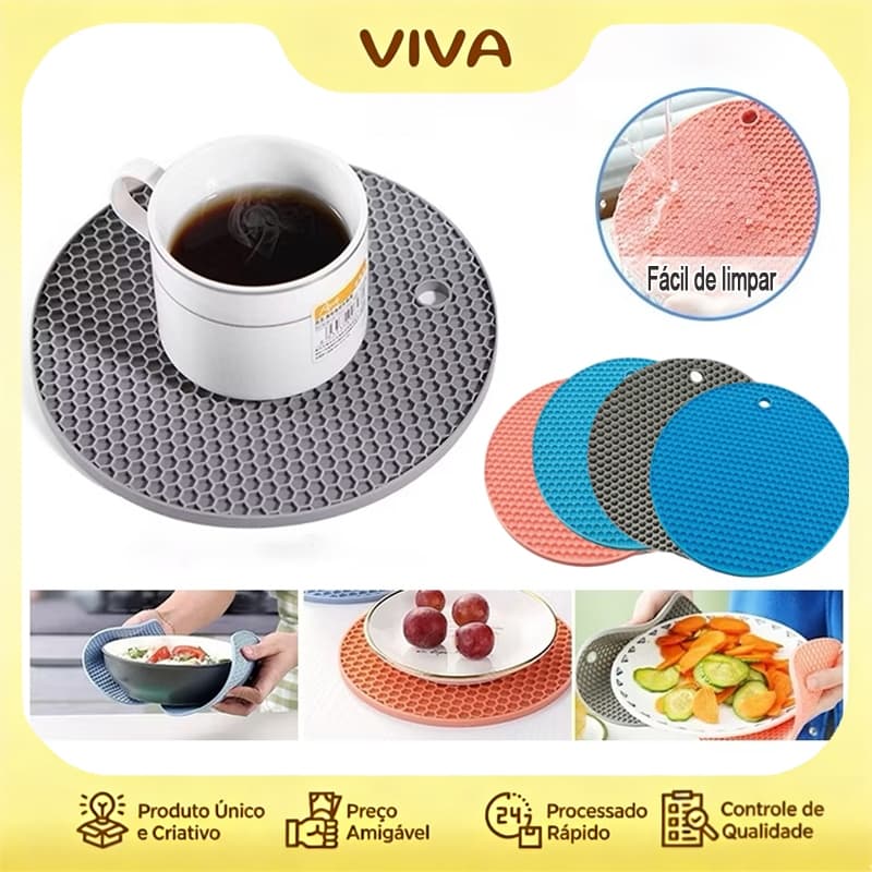 KIT4-8 Descansos Panela em Silicone Protetor Resistente ao Calor Antiderrapante