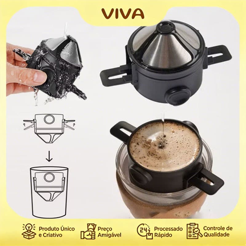 [ENVIO IMEDIATO]Mini Filtro De Café Chá Coador De Café para Copo Reutilizável Portátil Inox Prático
