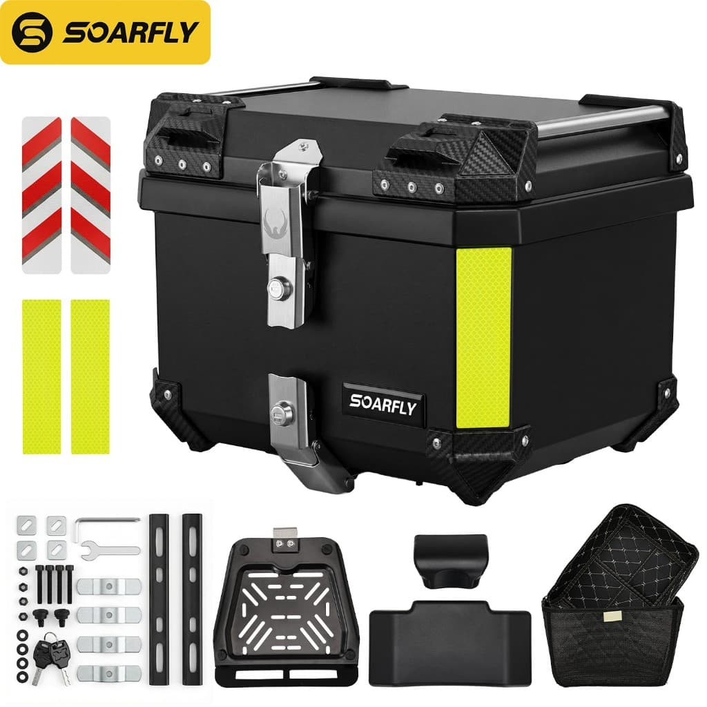 Mala De Motocicleta SOARFLY Com Capacidade De Até 46 Litros + Suporte De Montagem , Plástico Reforçado , À Prova D'água