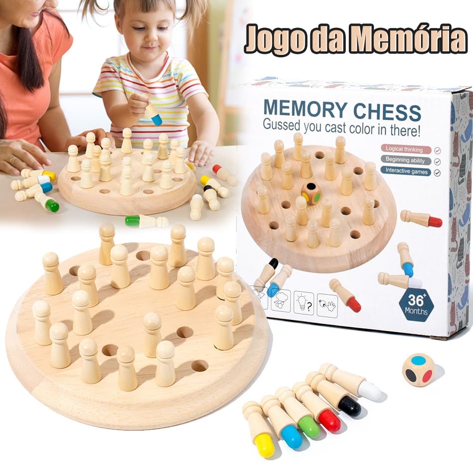 Jogo de memória de madeira,Treinamento  mental,Brinquedos educativos Montessori para crianças,Xadrez internacional color